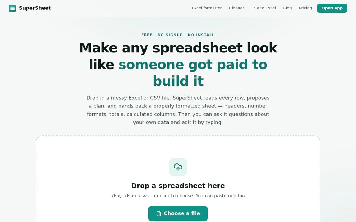 SuperSheet screenshot